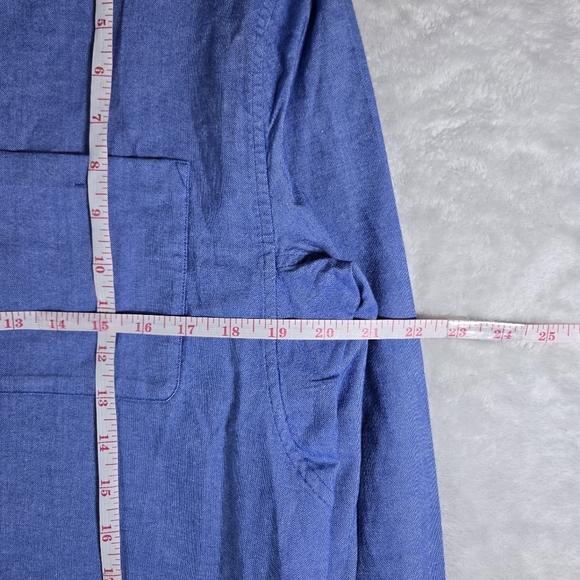Lululemon Front Pocket Long Sleeve Shirt Medium Button Up Blue Collar - Picture 6 of 9